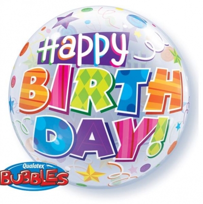 22" Party Patterns Birthday Bubble Balloon
