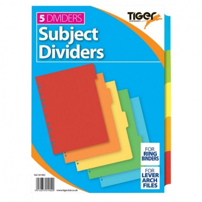 Tiger A4 5 Part Card Dividers