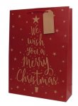 Christmas Gift Bag Xmas Kraft Text Tree Ex Large ( 32 x 44 x 11c