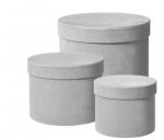 Round Lined Velour Hat Boxes Set Of 3 Grey