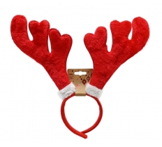 Headband Red Plush Antlers