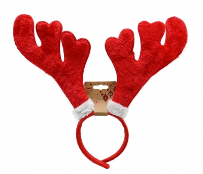 Headband Red Plush Antlers