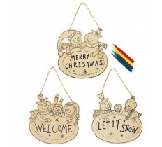 Colour Your Own Hanging Snowman Plaques 15cm