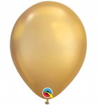 11" Rnd Chrome Gold 100Ct Qualatex Plain Latex