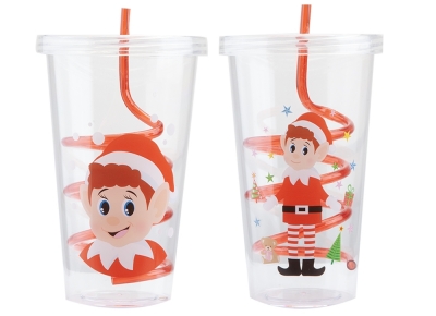 Elves Behavin Badly Drinks Cup With Straw