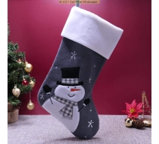 Deluxe Plush Snowman Grey Knitted Stocking 40cm X 25cm