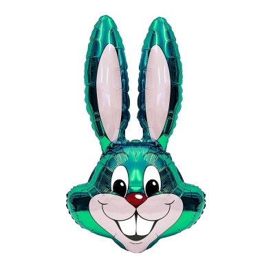 35" Green Bunny Rabbit Head Foil Balloon Packaged