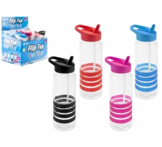 Colour Strip Drinks Bottle With Built In Straw