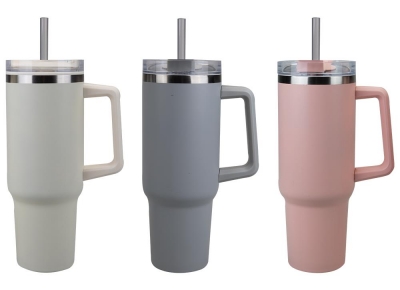 Double Wall Drinking Cup With Straw 40oz 3 Colours