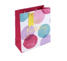 Pink W Colour Happy Birthday Medium Gift Bag