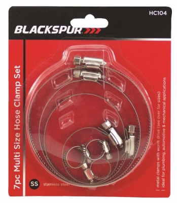 Blackspur 7 Piece Multi Size Hose Clamp Set