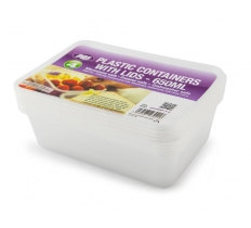 PLastic Containers & Lids Rectangle 650ml