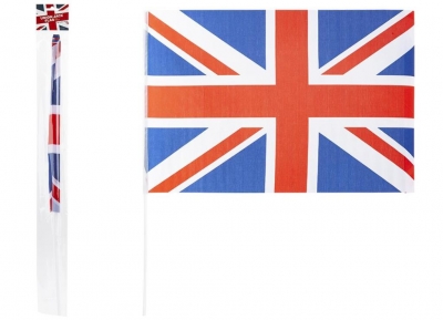 Union Jack Rayon Flag With Stick 24" X 16"