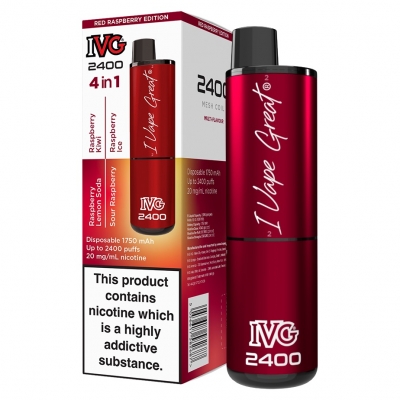 IVG 2400 Puff 4 In 1 Disposable Vape Red Raspberry Edition