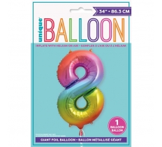 Rainbow Number 8 Shaped Foil Balloon 34"