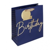 Navy Happy Birthday Medium Bag