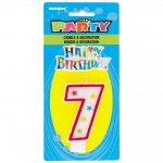 Number 7 Glitter Birthday Candle With Cake Decoration