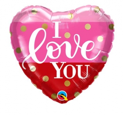 Qualatex 18" Heart I Love You Gold Dots