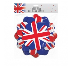 Union Jack Three Tier Cup Cake Stand