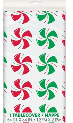 Christmas Peppermint Plastic Table Cover 54" x 84"