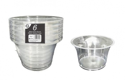 6Pc 180ml ( 6oz ) Round Plastic Dessert Cups