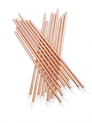 Extra Tall Candles Metallic Rose Gold With Holders 18cm