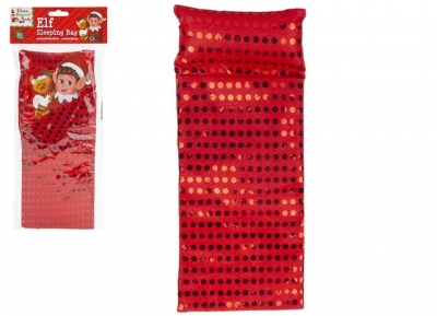 Red Sequin Elf Sleeping Bag With Pillow 12cm X 30cm