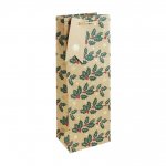 Christmas Kraft Holly Bottle Bag (127mm x 355mm x 90mm)