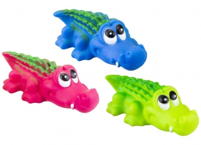 Crocodile Squeaky Vinyl Dog ( Assorted Colours )