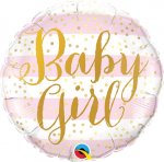 Qualatex 9" Round Baby Girl Pink Stripes ( 202009 )