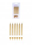 Gold Party Candles with 6 Holders (7.8cm) 6-Pack