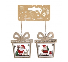 Hanging Deco Santa Present 11cm ( Assorted Design )