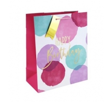 Pink W Colour Happy Birthday Large Gift Bag