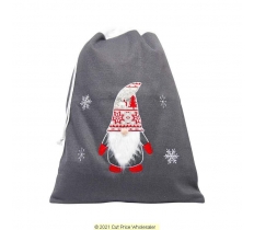 Deluxe Plush Grey Knitted Gonk Christmas Sack 50cm X 70cm