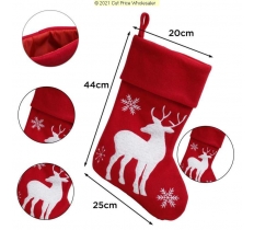 Deluxe Plush Red Modern Fluffy Reindeer Stocking 40cm X 25cm