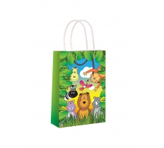 Jungle Paper Party Bag With Handles 14cm X 21 cm X 7cm