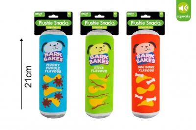 Squeaky Snacks Plush Dog Toy 3 Assorted