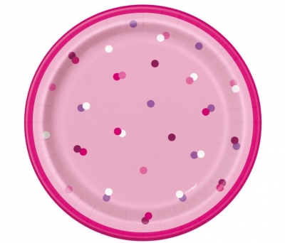 8 Glitz Pink/Silver Dot 7" Plate