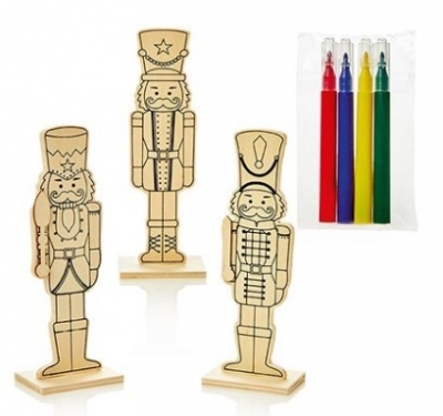 Color Your Own Nutcracker with 4 Pens Tabletop 3 Asst