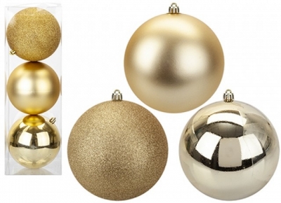 Christmas Baubles Gold 12cm 3 Pack