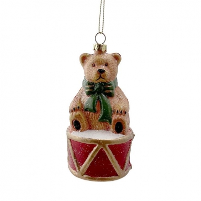 Bear & Drum Bauble 12.5cm