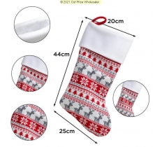 Deluxe Plush Red Classic Nordic Christmas Stocking 40cm X 25cm