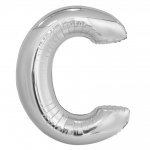 Silver Letter C Shaped Foil Balloon 34" Pack aged