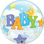 Qualatex 22" Baby Boy Moon & Stars Single Bubble Balloon