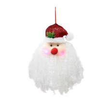 Light Up Tinsel Hanging Santa Face 50cm