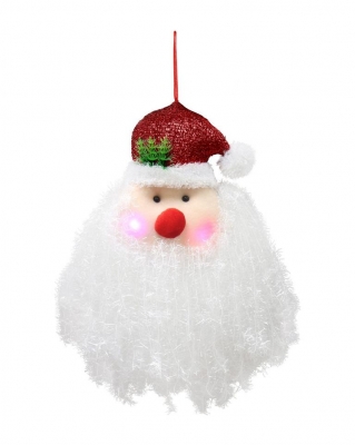 Light Up Tinsel Hanging Santa Face 50cm