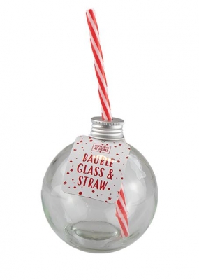 Bauble Glass With Straw 400ml