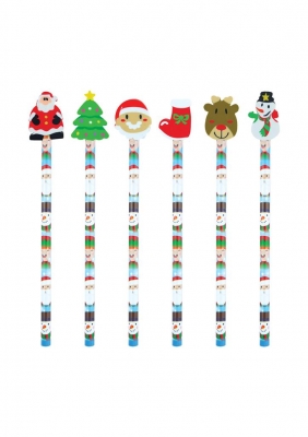 Christmas Pencil With Eraser Top