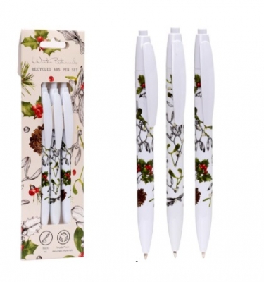 Christmas Winter Botanicals Recycled ABS (RABS) Pen Set of 3