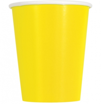 Neon Yellow Solid 9oz Paper Cups 14pc